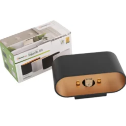 LED Wandleuchte oval - Schwarz Gold - mit G9 Fassung - 80x80x160 mm