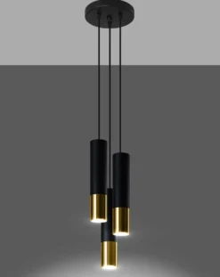 LED Wandleuchte Schwarz Gold LOOPEZ - 3 x GU10 Fassung - exkl. LED's