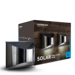 LED Wandleuchte Solar chrom - IP44 6Lm 6000K Tageslichtweiß - Duo-Pack