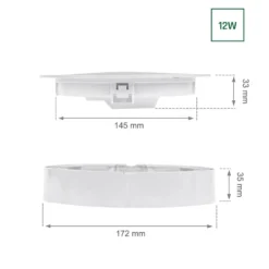 LED 12 W Aufbau-/Einbau-Downlight – 4000 K – 1200 lm – IP20