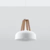 Pendelleuchte CASCO Weiß / Natur Holz - 1x E27 Fassung - max. 60W - exkl. LED's