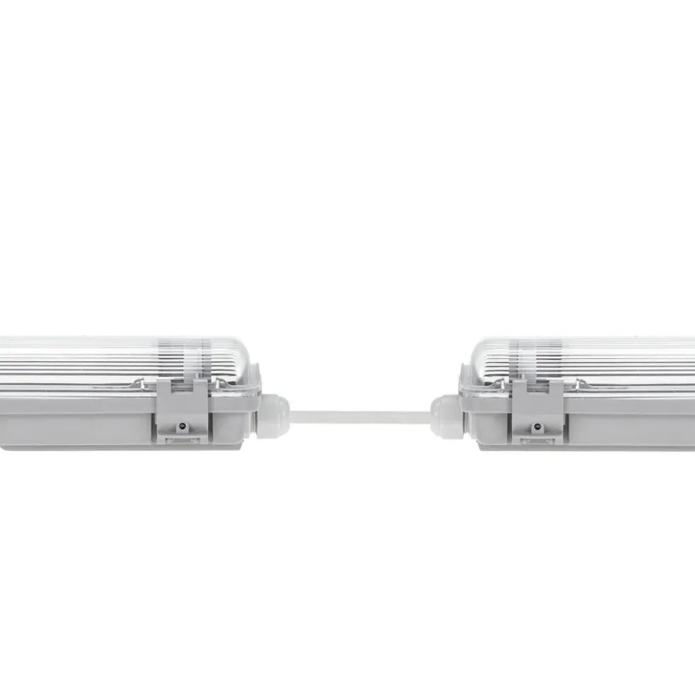 Set - 120cm Doppelfassung - IP65 Feuchtraum - Wannenleuchte + 2 x 18W LED Leuchtstoffröhren 3000K - 830 - Warmweiß - Komplett