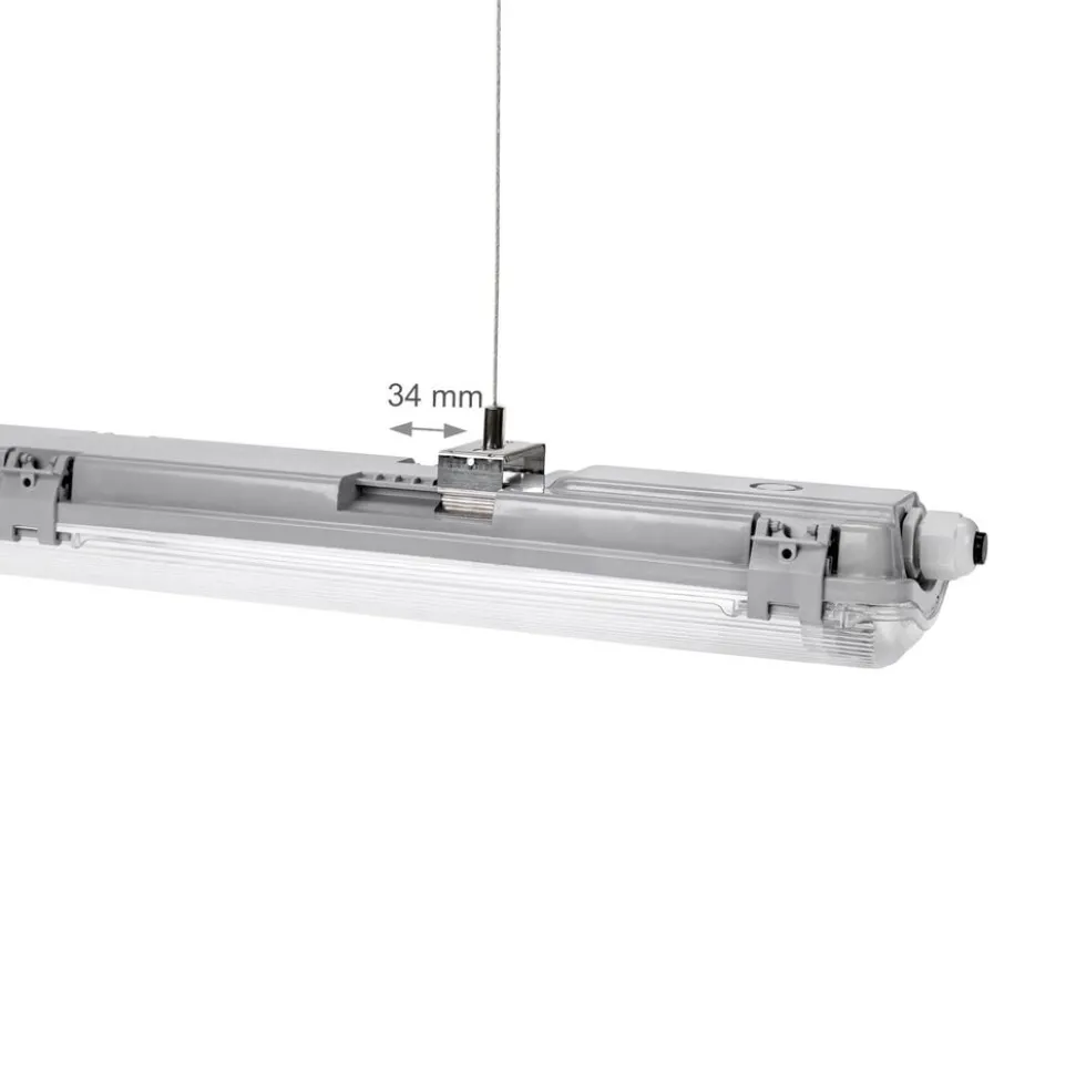 Set - 120cm Doppelfassung - IP65 Feuchtraum - Wannenleuchte + 2 x 18W LED Leuchtstoffröhren 3000K - 830 - Warmweiß - Komplett