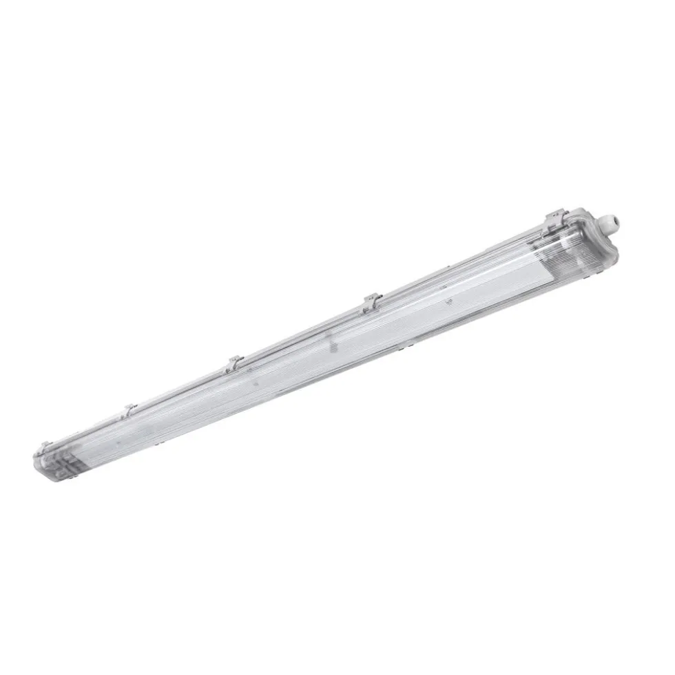 Set - 120cm Doppelfassung - IP65 Feuchtraum - Wannenleuchte + 2 x 18W LED Leuchtstoffröhren 3000K - 830 - Warmweiß - Komplett