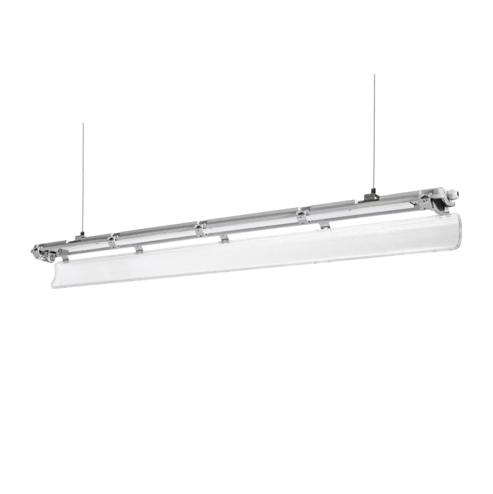 Set - 120cm Doppelfassung - IP65 Feuchtraum - Wannenleuchte + 2 x 18W LED Leuchtstoffröhren 3000K - 830 - Warmweiß - Komplett