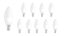 Vorteilspack 10 Stück - E14 LED Kerzenlampe - Typ C37 - 3W entspricht 25W - 3000K Warmweiß