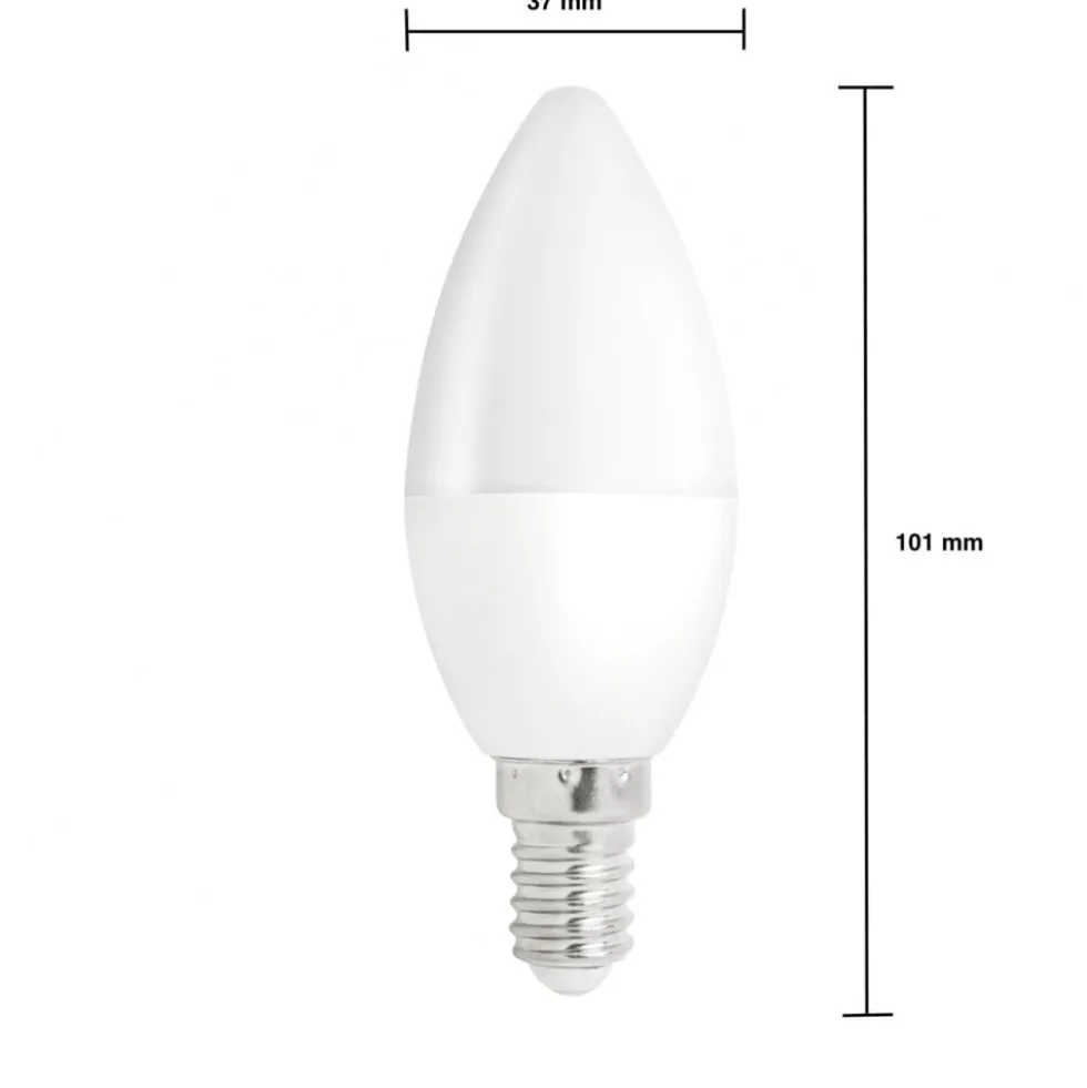 Vorteilspack 10 Stück - E14 LED Kerzenlampe - Typ C37 - 6W entspricht 50W - 3000K Warmweiß
