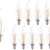 Vorteilspack 10 Stück - LED Fadenlampe Kerze dimmbar - E14 Fassung C37 - 5W entspricht 45W - 2700K Warmweiß