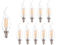 Vorteilspack 10 Stück - LED Fadenlampe Kerze dimmbar - E14 Fassung C37 - 5W entspricht 45W - 2700K Warmweiß