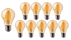 Vorteilspack 10 Stück LED Fadenlampe dimmbar - E27 A60 - 4W entspricht 50W - 2200K extra Warmweiß - 2 Jahre Garantie