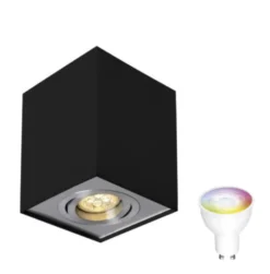 WLAN LED Deckenspot - Cube viereckig - Schwarz Silber - per App steuerbar - schwenkbar