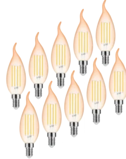 10xE14 LED Lampe - C37 - 4W entspricht 50W -1800K extra Warmweiß - dimmbar